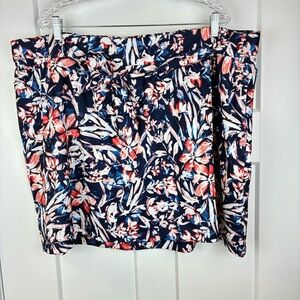 St. John's Bay Women's Active Navy Skorts Blue Floral Pattern Summer Size 3X  h